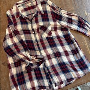 Cato Red and Blue Plaid Tunic Top